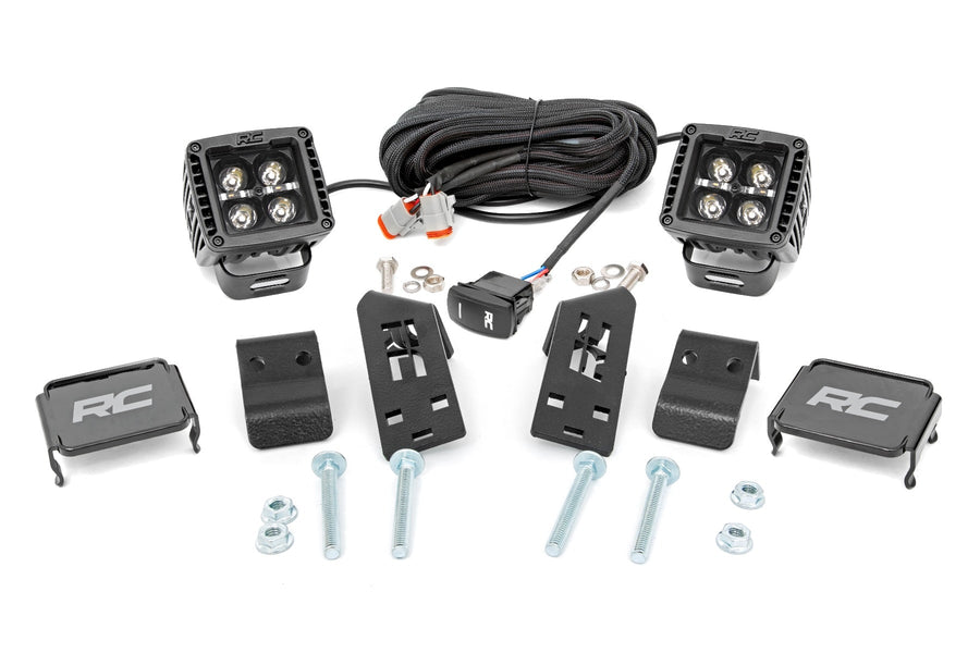 LED Light Kit | "A" Pillar Mount | 2" Black Pair | Amber DRL | Polaris RZR PRO XP 