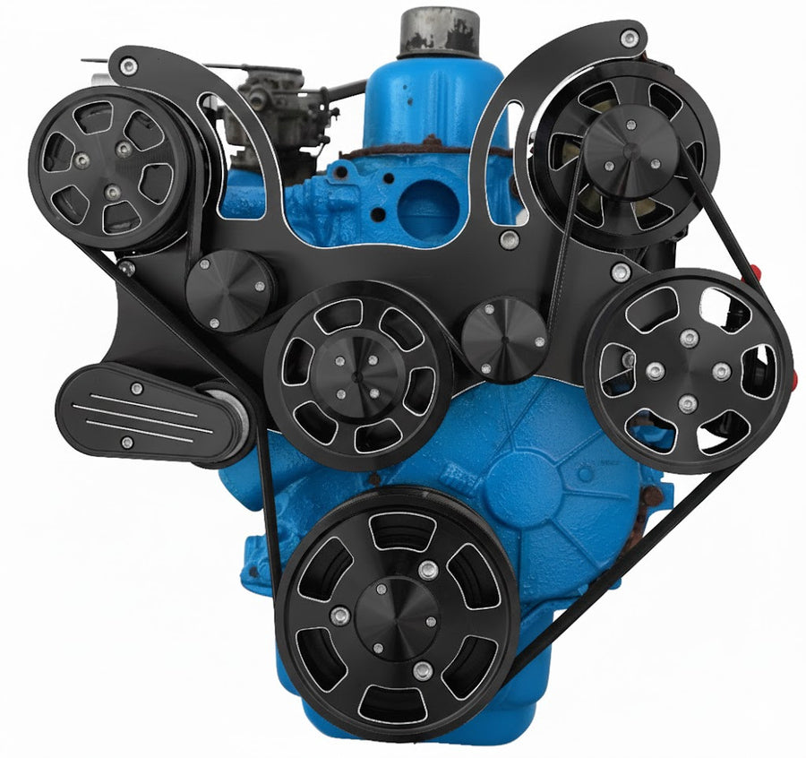 CVF Racing black diamond Wraptor serpentine system for Ford 240 and 300 straight six, BD-300-WRAPTOR