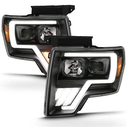 ANZO 2009-2013 Ford F-150 Projector Light Bar G4 Switchback Headlights Black Amber
