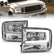 ANZO 99-04 Ford F250/F350/F450/Excursion (excl. 99) Crystal Headlights - w/ Light Bar Chrome Housing