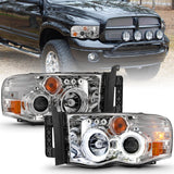 ANZO 2002-2005 Dodge Ram 1500 Projector Headlights w/ Halo Chrome Clear Amber