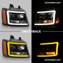 Load image into Gallery viewer, ANZO 07-14 Chevy Tahoe Projector Headlights w/ Plank Style Design Black w/ Amber