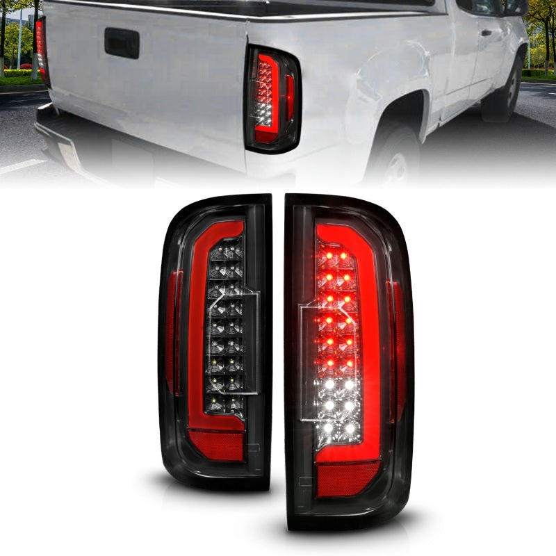 ANZO 15-21 GMC Canyon Full LED Taillights w/ Red Lightbar Black Housing/Clear Lens