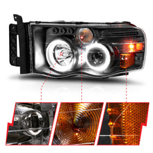 Load image into Gallery viewer, ANZO 2002-2005 Dodge Ram 1500 Projector Headlights w/ Halo Black Clear Amber