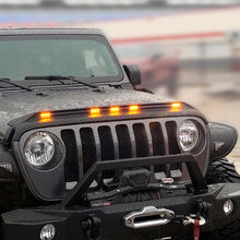 Load image into Gallery viewer, AVS 2018-2019 Jeep Wrangler (JL) Aeroskin Low Profile Hood Shield w/ Lights - Black