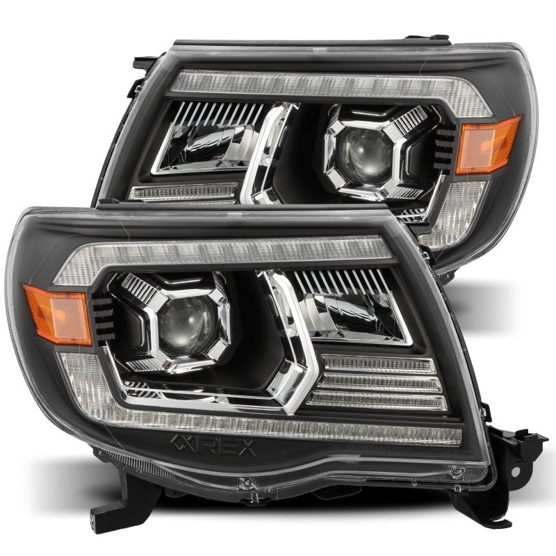 AlphaRex 05-11 Toyota Tacoma PRO-Series Projector Headlights Plank Style Design Black w/DRL